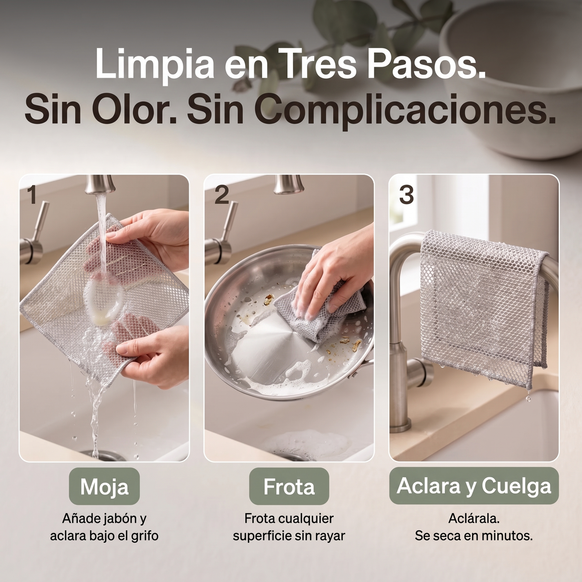 Limpia en tres pasos sin olor